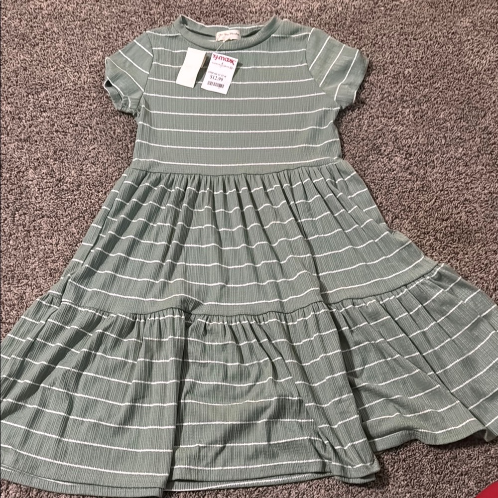 Striped Green Kids Dress